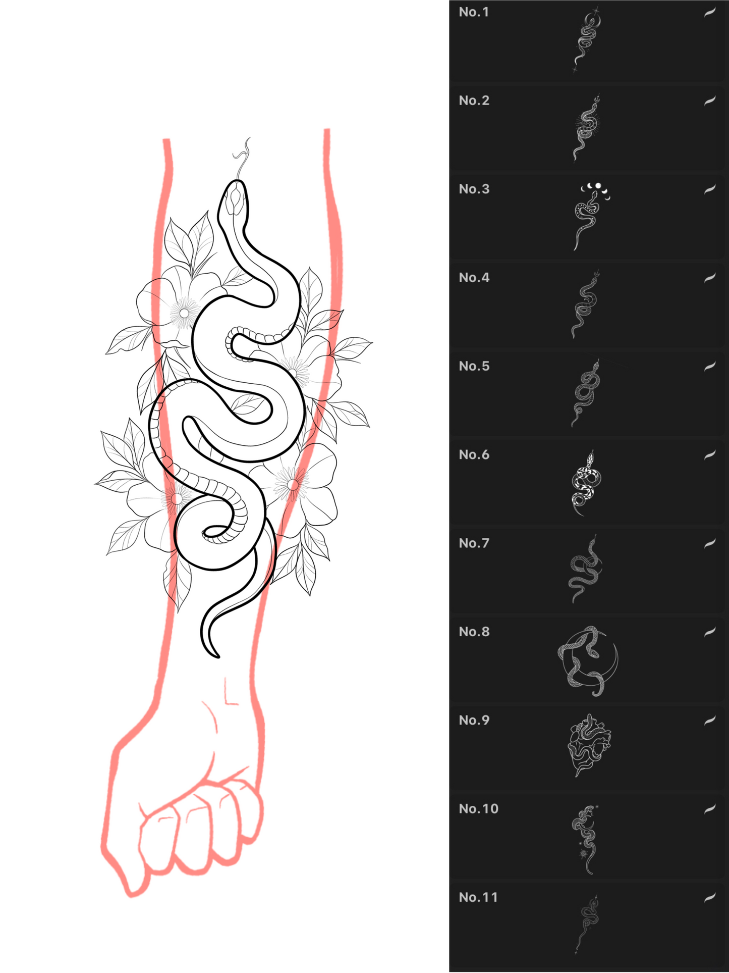 Snake 1 - PROCREATE BRUSH SET for iPad