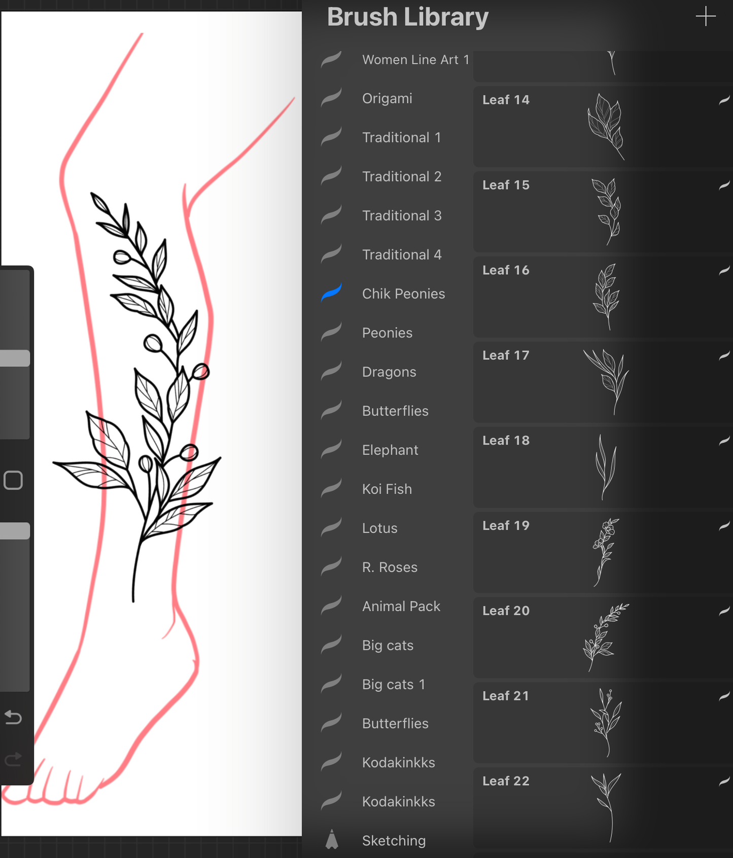 Chik Peonies - PROCREATE BRUSH SET for iPad