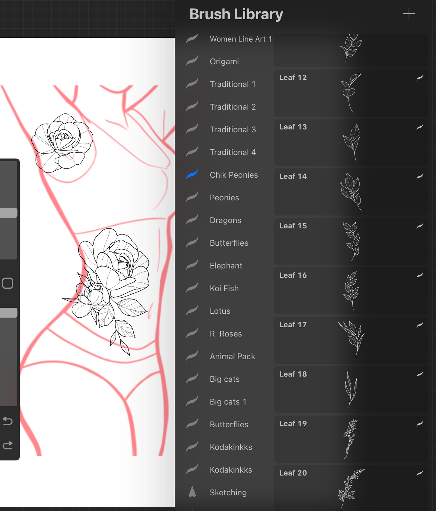 Chik Peonies - PROCREATE BRUSH SET for iPad