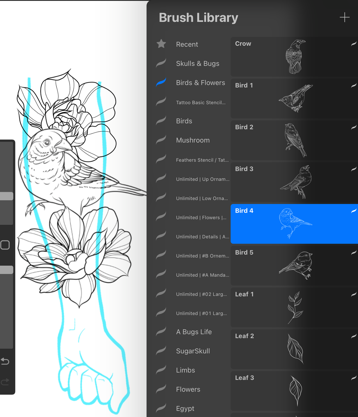 Birds and Flowers - PROCREATE BRUSH SET for iPad