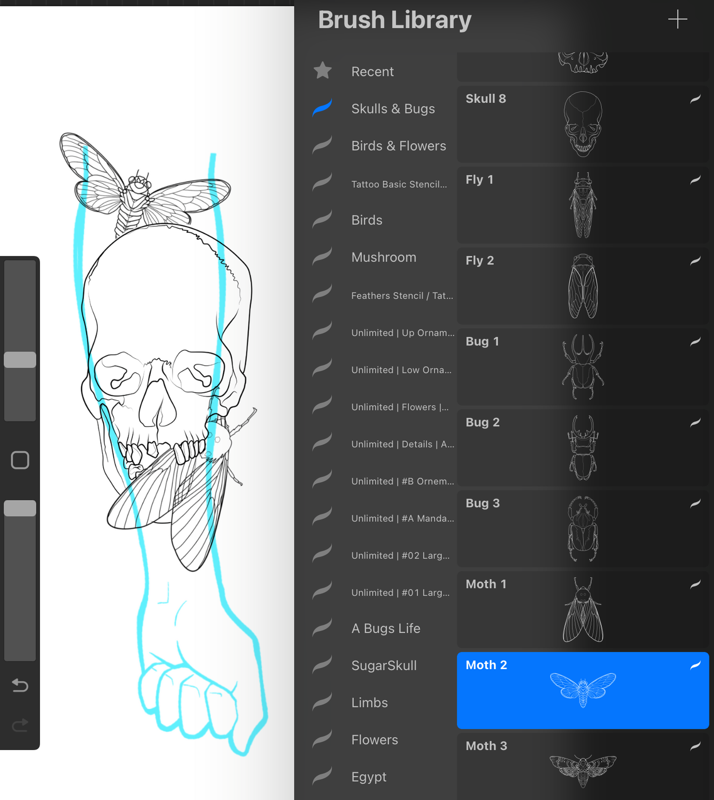 Skulls and Bugs - PROCREATE BRUSH SET for iPad