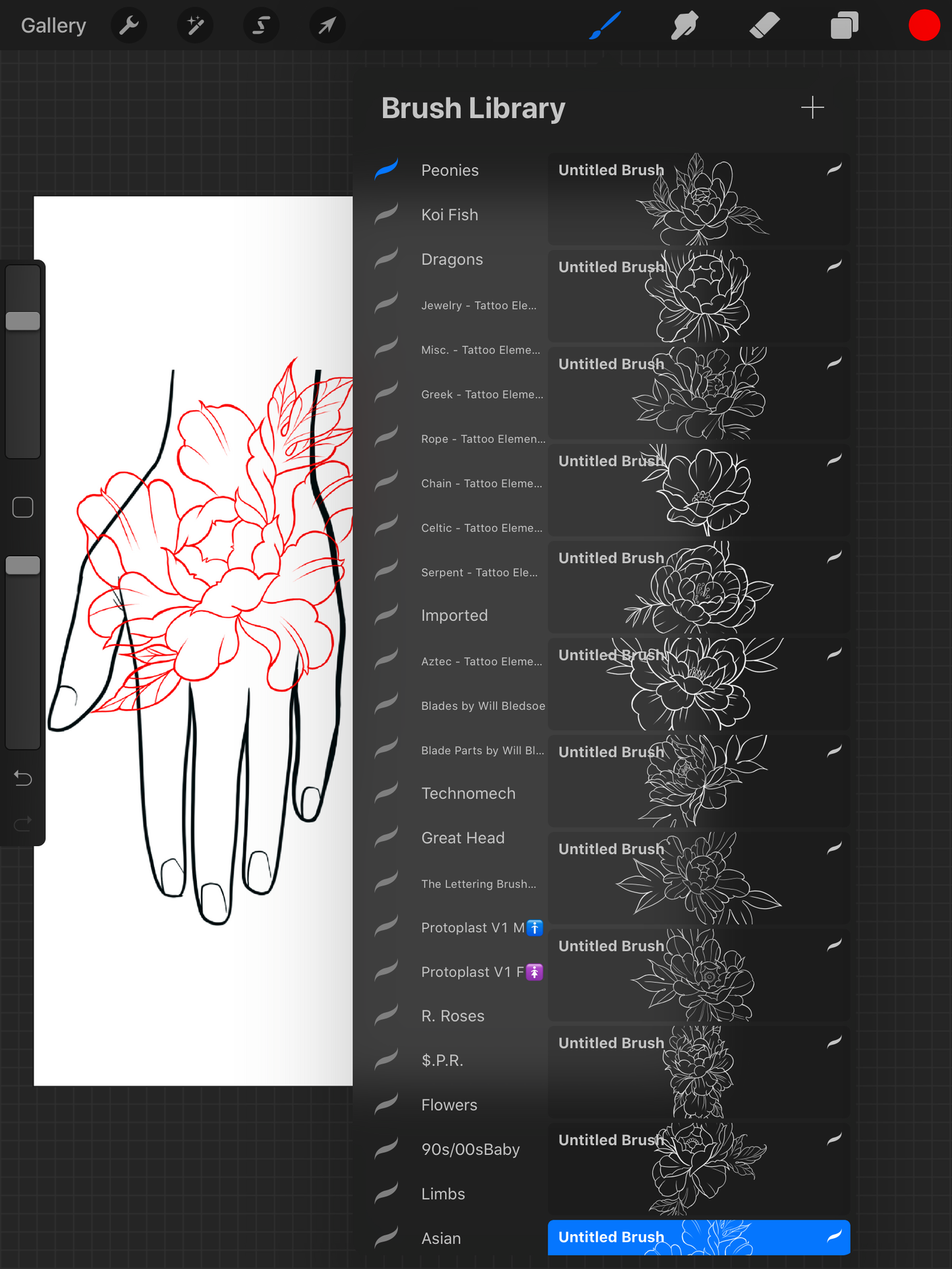 Peonies - PROCREATE BRUSH SET for iPad