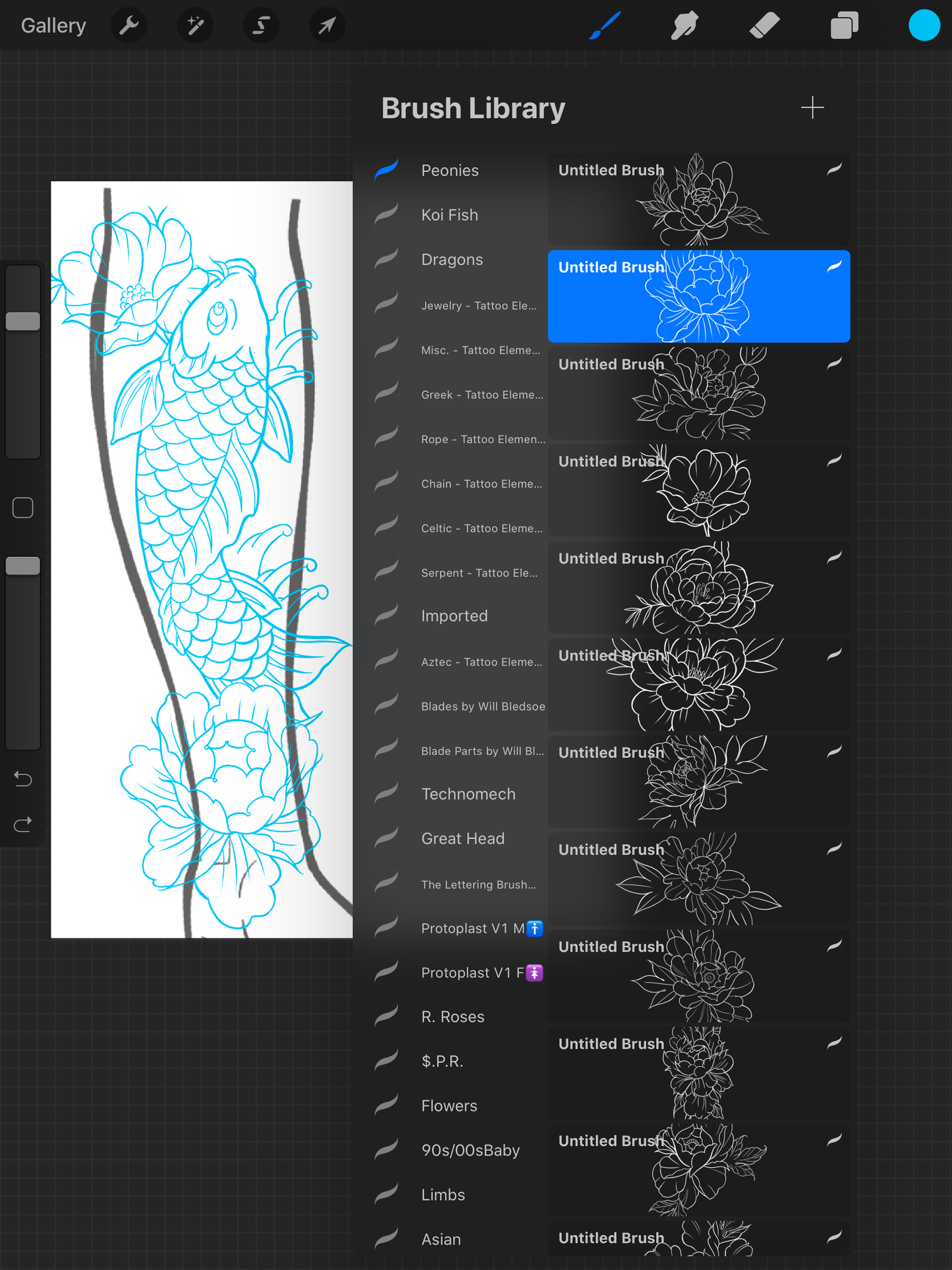 Peonies - PROCREATE BRUSH SET for iPad