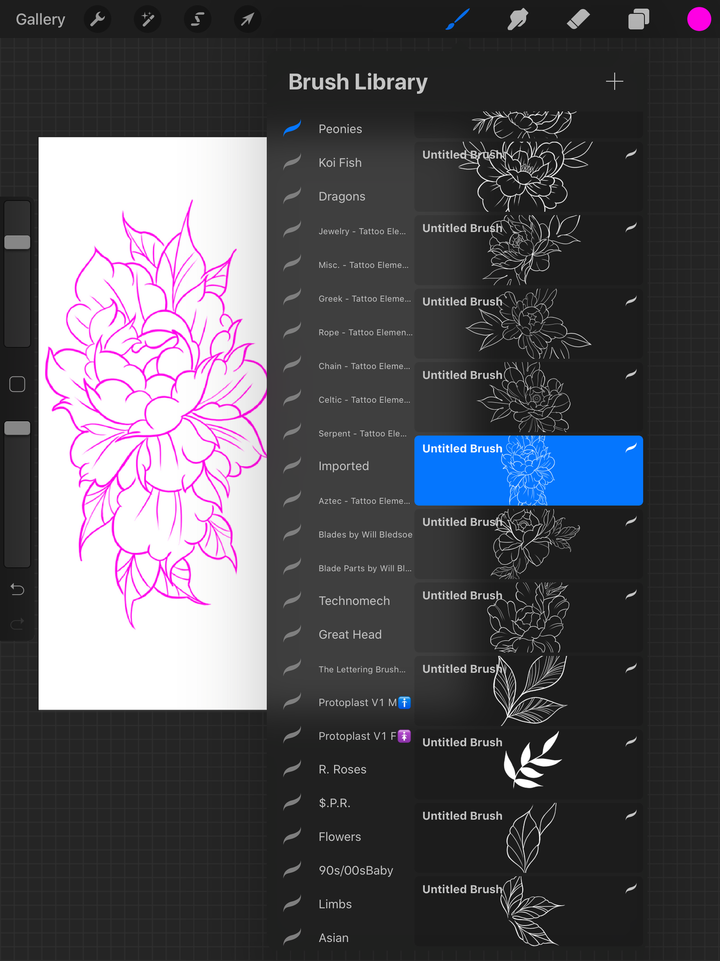 Peonies - PROCREATE BRUSH SET for iPad