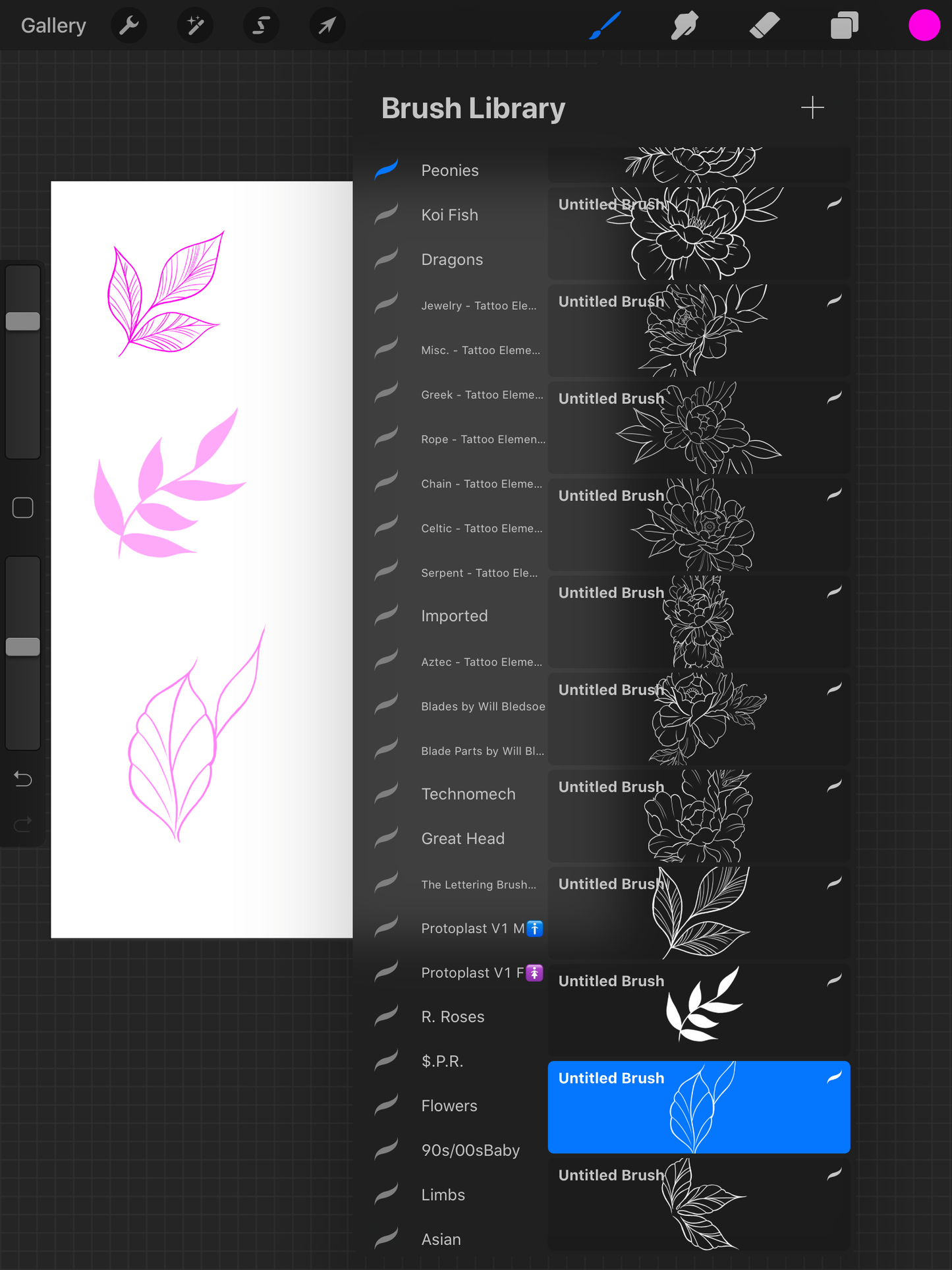 Peonies - PROCREATE BRUSH SET for iPad