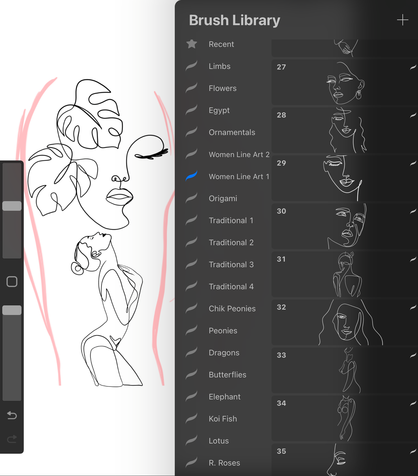 Woman Line Art 2- PROCREATE BRUSH SET for iPad