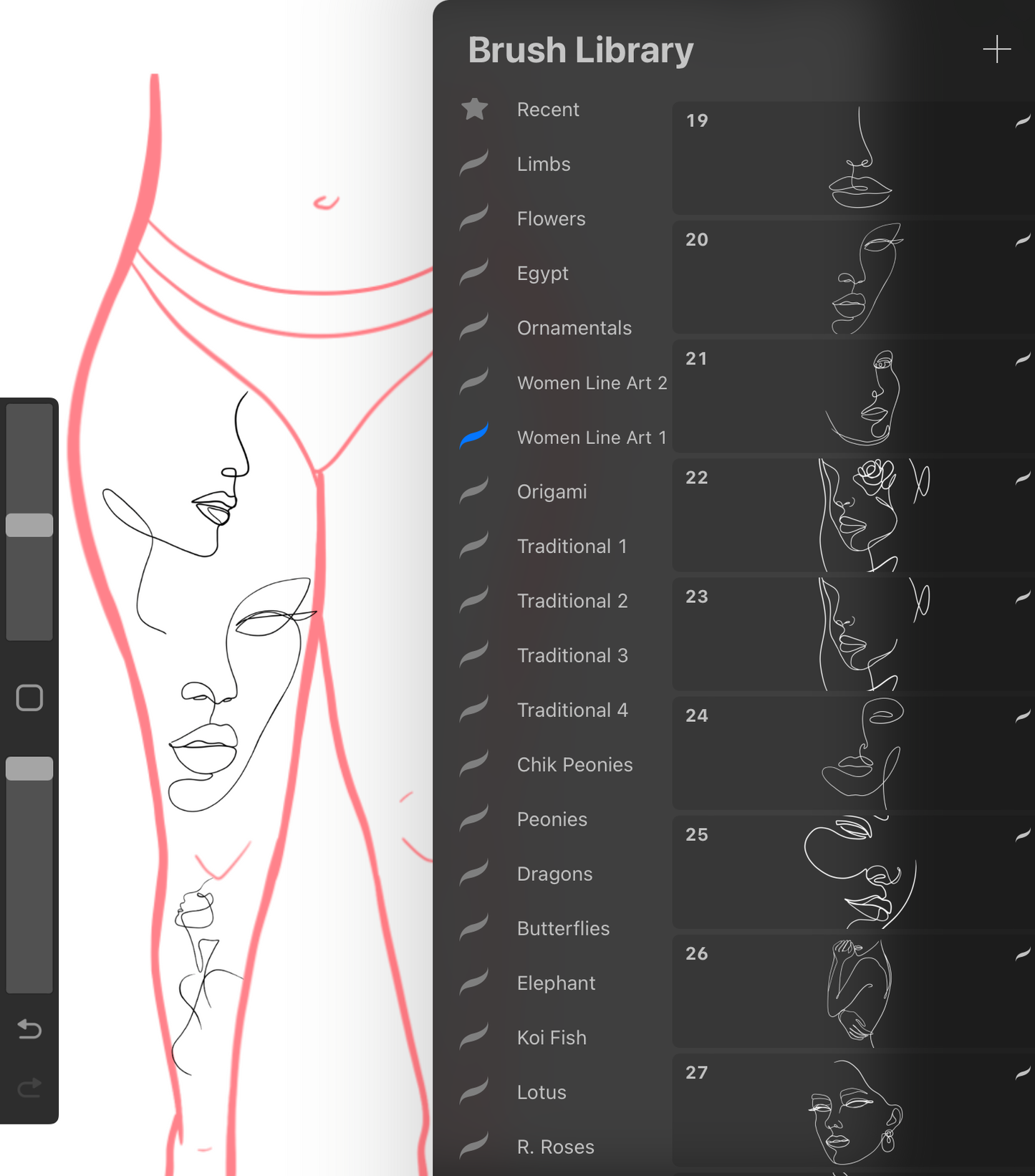 Woman Line Art 2- PROCREATE BRUSH SET for iPad