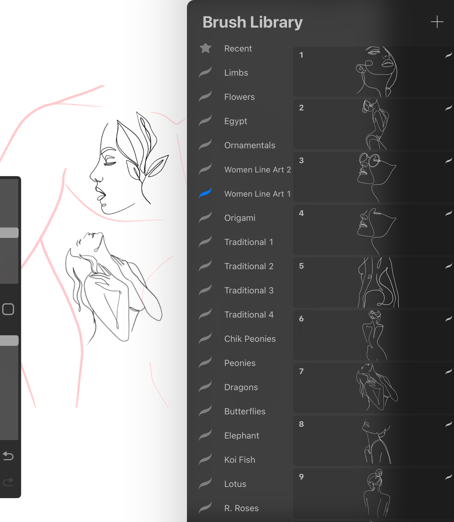 Woman Line Art 2- PROCREATE BRUSH SET for iPad