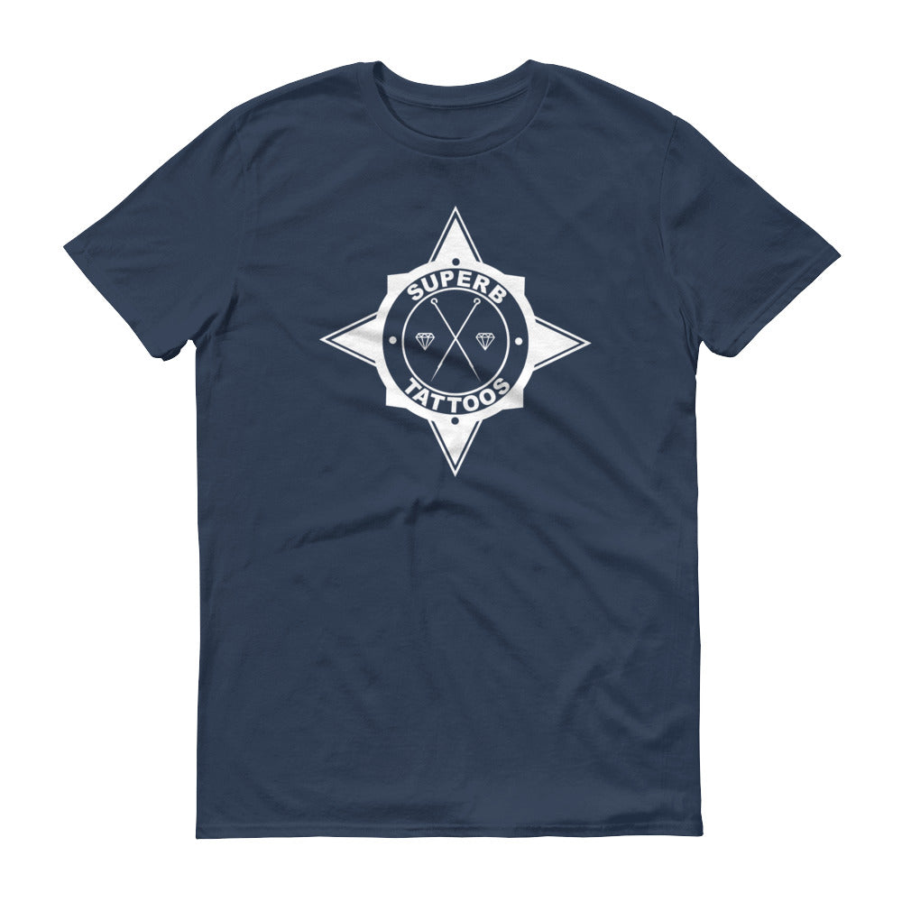 White Superb Tattoos Badge - T-Shirt