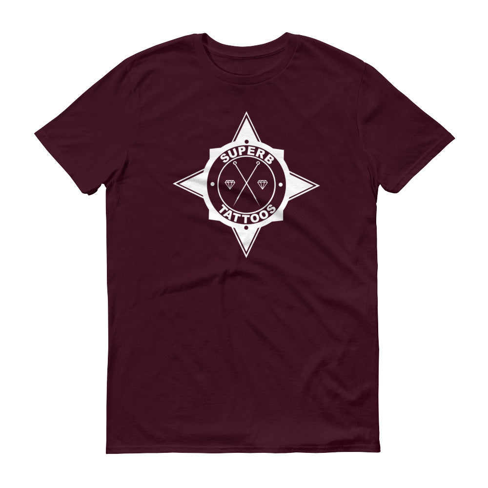 White Superb Tattoos Badge - T-Shirt