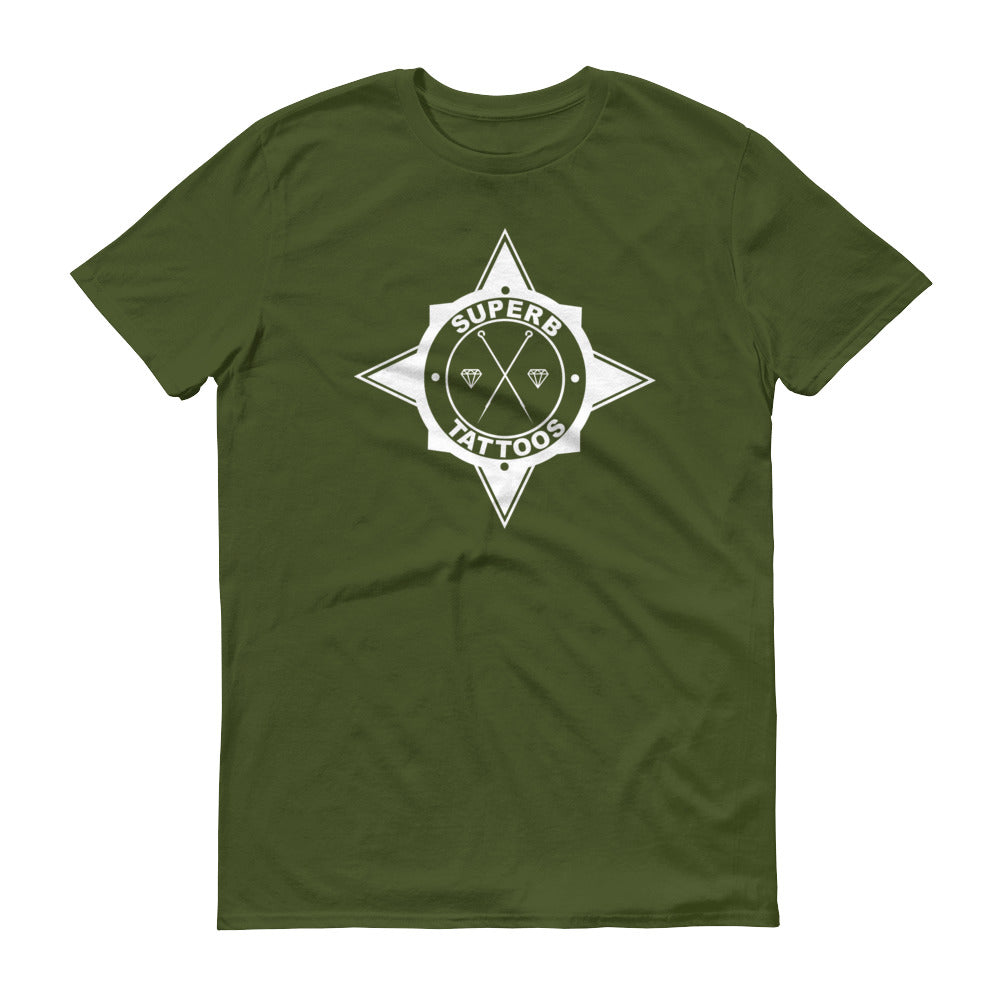 White Superb Tattoos Badge - T-Shirt