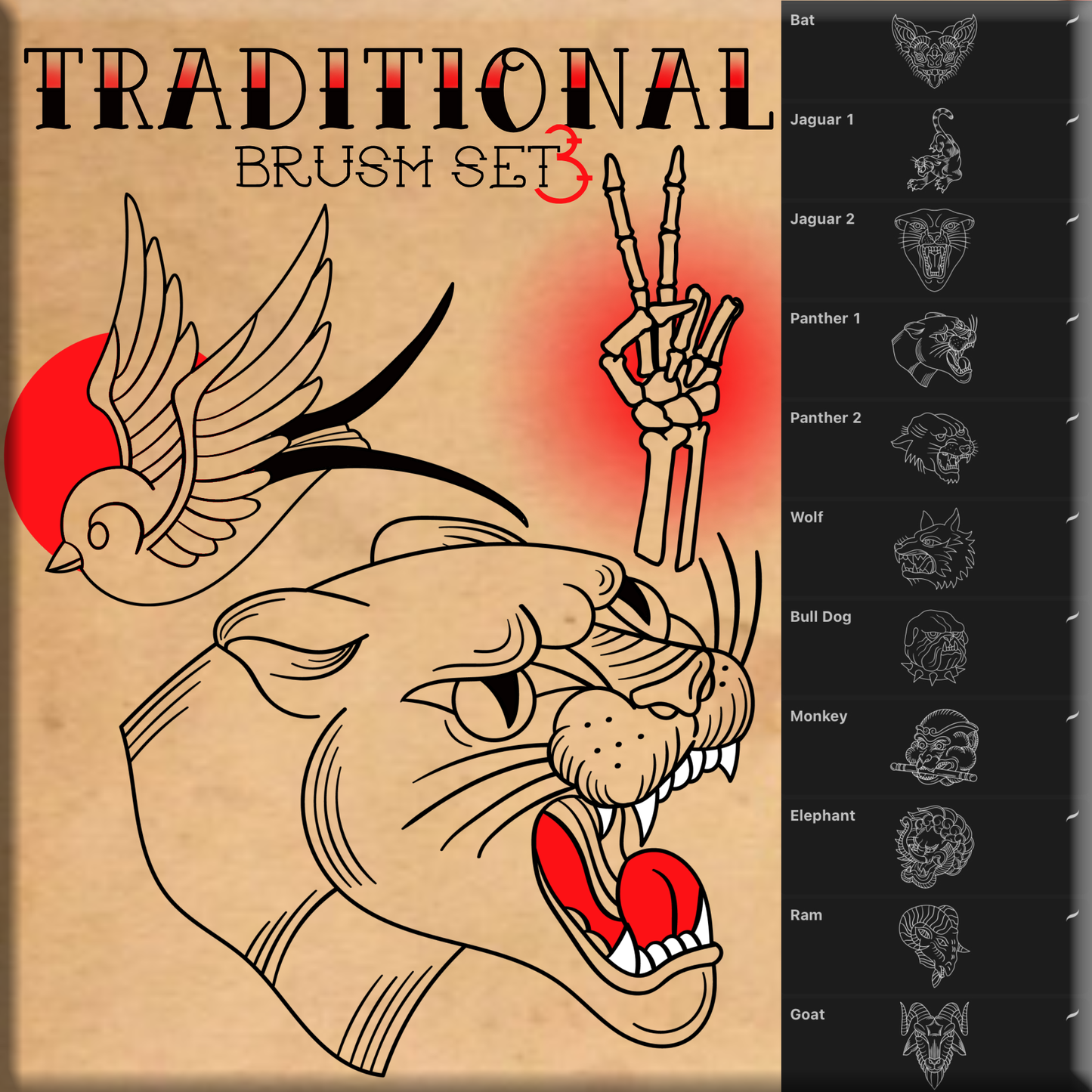 Traditional 3 - PROCREATE BRUSH SET for iPad