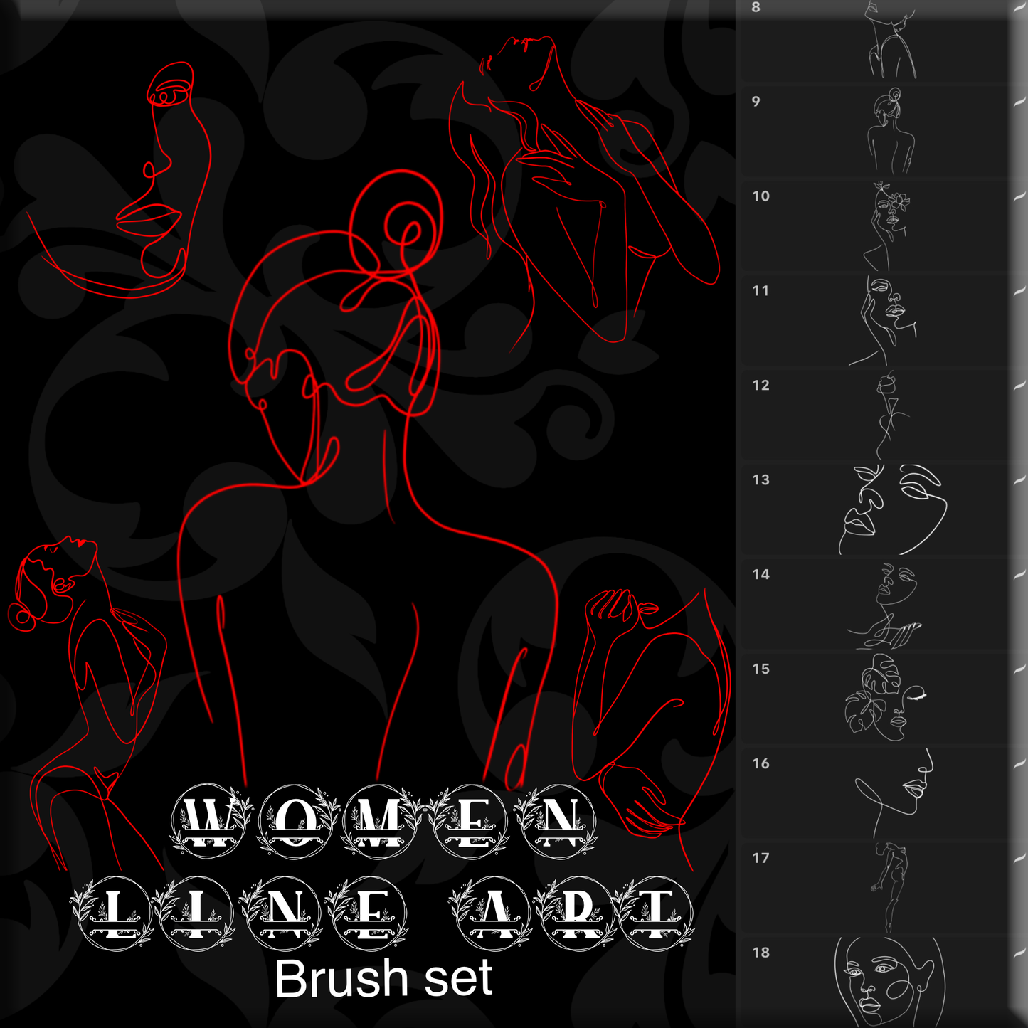 Woman Line Art - PROCREATE BRUSH SET for iPad