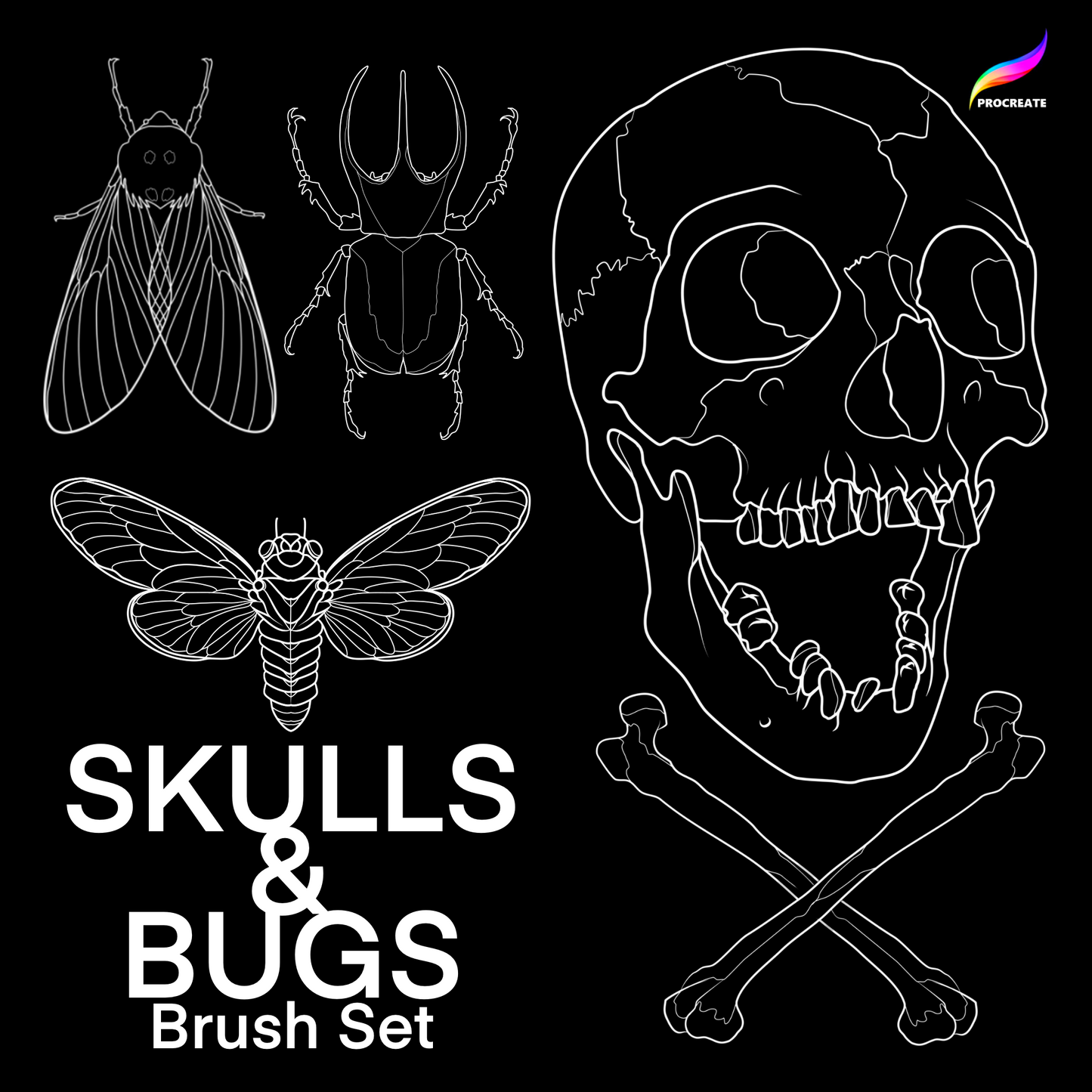 Skulls and Bugs - PROCREATE BRUSH SET for iPad